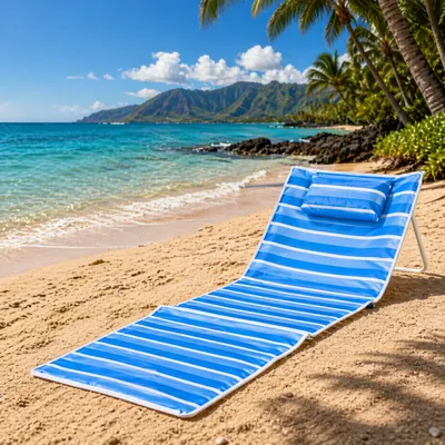 Strandliege Strandmatte Rückenlehne Kissen faltbar L153xB53xH41cm Blau