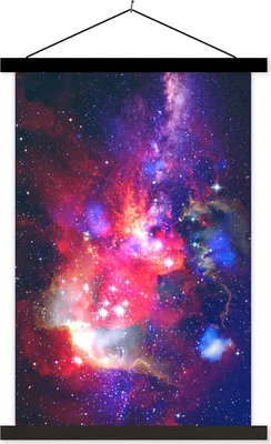 Produktbild von MuchoWow® Textilposter Sterne - Weltraum - Rot 120x180 cm mit schwarzem Rahmen - Fotos