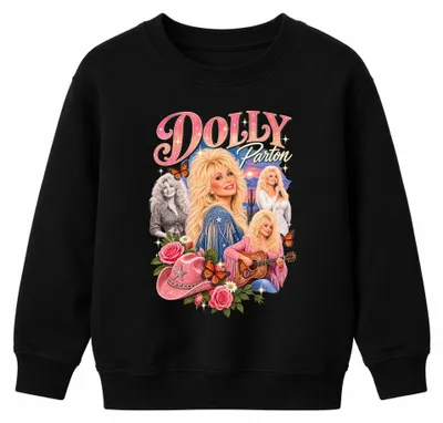 Produktbild von Dolly Parton Country Musik Sängerin Cowgirl Gitarre Kinder Sweatshirt Pullover, Schwarz, 152