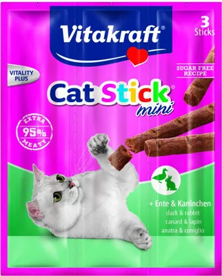 Produktbild von Vitakraft Katzensnack Cat-Stick mini Ente & Kaninchen - 3 x 6g