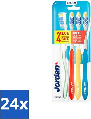 Obrázek produktu pro Zubní kartáček Jordan Total Clean Medium 4-pack 4 kusy - hodnotné balení - 24 kusů