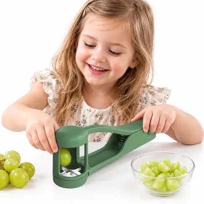Produktbild von Kinder Traubenschneider, Obstschneider Viertelteiler für Weintrauben, Tomaten, Kirschen & Erdbeeren, Küchenhelfer für Obst, Gemüse, Salat und Deko