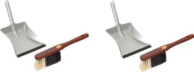 Produktbild von Novaliv 2x Kehrgarnitur Set I Rosshaarmischung I Kehrschaufel mit Gummilippe I Handbesen Holz I Kehrset  Kehrblech  Handkehrset Handfeger und Schaufel dustpan and brush Besen Schaufel