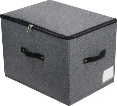 Immagine prodotto di Contenitore pieghevole in tessuto con cerniera - maniglia in acciaio - 1 pezzo - Nero/grigio - 43x30x30 cm