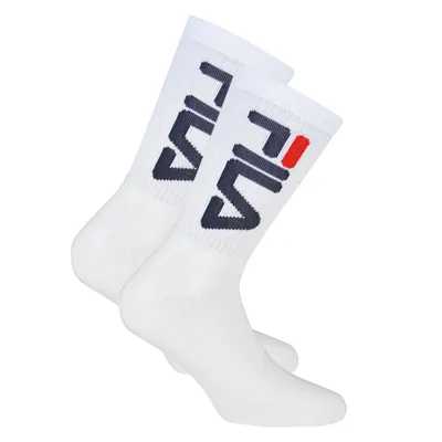 Obrázek produktu pro FILA uni ponožky 2 páry - tenisové ponožky, crew ponožky, froté, sportovní, logo bílé 39-42