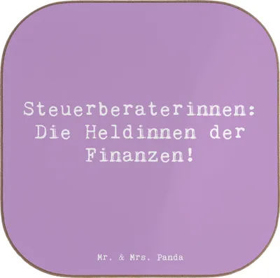 Produktbild von Mr. & Mrs. Panda Untersetzer für Gläser Spruch Steuerberaterin Heldin - Lavendeltraum - Geschenk, der Finanzen, Holzuntersetzer, Steuerexpertinnen, Coaster, Persönlich