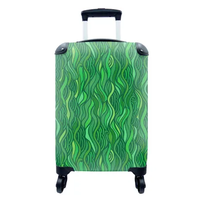 Produktbild von MuchoWow® Koffer Handgepäck Trolley Rollkoffer Kleine Reisekoffer mit 4 Rollen - Seegras - Muster - Grün - Cabin Size < 55x40x23 cm & 55x40x20 cm - Fotokoffer - Kabinenkoffer - Boardgepäck - Reise-Box - Reisekoffer - Reisegepäck - Koffer mit Bild - Trolley für Kinder