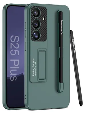 Image de Pour Samsung Galaxy S25 Plus : coque avec support GKK, support pour stylet + étui pour stylet, vert
