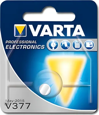 The image shows the packaging of Varta batteries.