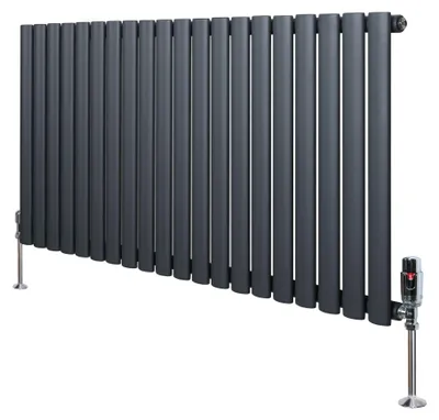 Immagine prodotto di Radiatore a elementi con valvole termostatiche in cromo – 600 mm x 1200 mm – Grigio antracite