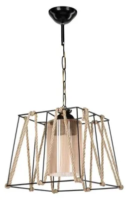 Immagine prodotto di Lampada a sospensione in metallo nero e corda Likya ASZ0990