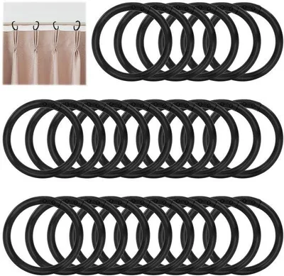 Produktbild von Famanu Duschvorhangringe Schwarz - Set von 26 - Kunststoff - 4 cm