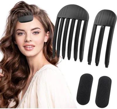 Produktbild von Haar-Roll-Klips in Schwarz, 4er Pack, für alle Haartypen, mit Voluminätsverdoppelung, Wurzel-Lift-Effekt