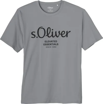 Produktbild von s.Oliver Übergrößen T-Shirt grau Logo-Frontprint
