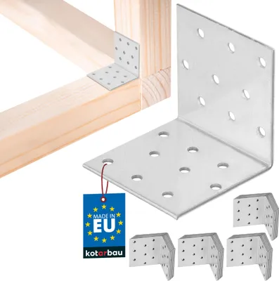 Obrázek produktu pro KOTARBAU® Sada 50 úhelníků pro vysokou zátěž 60 x 60 x 60 mm z pozinkované oceli Úhelníky Stabilní Odolné spojky nosníků Stříbrná barva