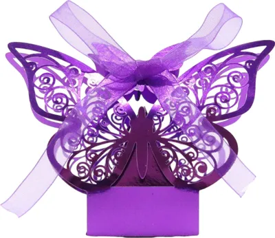 Image de 50 Pack 3D Papillon Laser Cut Wedding Party Favor Box Sac à bonbons Cadeau Chocolat Boîtes Bride Anniversaire Douche Bomboniere