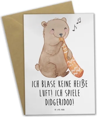 Produktbild von Mr. & Mrs. Panda Grußkarte Didgeridoo Spieler - Weiß - Geschenk, Musik, einladungskarten, Kultur, Grußkarten, osterkarten, Blasinstrument, Lernen, Australien, Technik