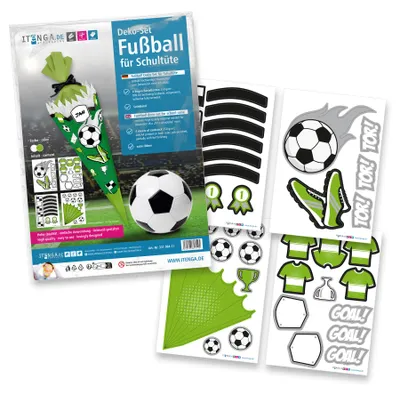 Produktbild von itenga DEKO-SET für SCHULTÜTE FUSSBALL grün weiß