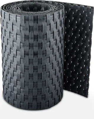 Produktbild von PE - Rattan Matte 300x90 cm Balkonsichtschutz, Sichtschutzmatte, Fb. 03 Grau 3 Meter Matte