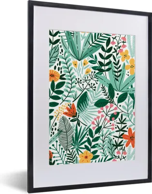 Produktbild von MuchoWow® Gerahmtes Poster Sommer - Natur - Muster 30x40 cm - Poster mit Schwarzem Bilderrahmen Wandposter Rahmen Foto Bilder - Wandposter Schlafzimmer