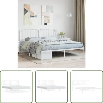 Produktbild von The Living Store Bettgestell mit Kopfteil Metall Weiß 160x200 cm
