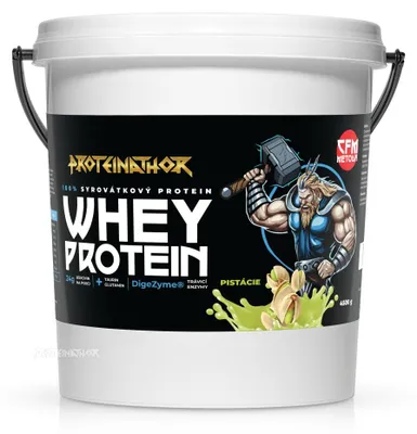 Obrázek produktu pro Proteinathor WPC80 Syrovátkový Protein CFM | 80 % Bílkovin + Digezyme | Pistácie | 4500 g