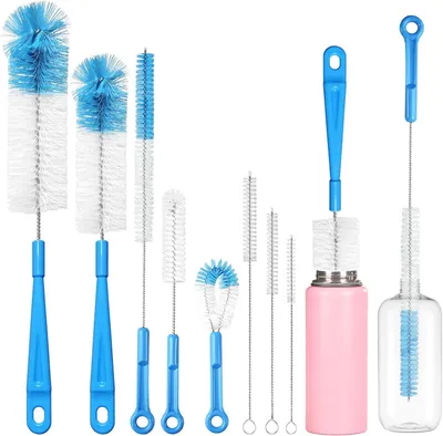 Produktbild von Flaschenbürsten Set 8-teilig, Lange Handhabung, Flaschenreiniger Set mit Strohhalmen, Für Glasflaschen