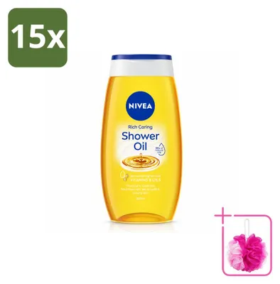 Imagen del producto de 15 unidades de NIVEA Natural, aceite de ducha - 200 ml - Paquete económico - 15 piezas