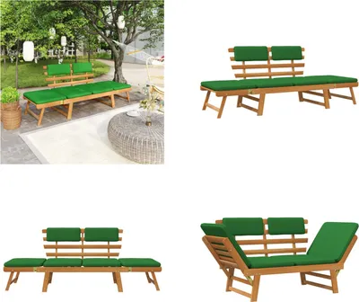 Image de vidaXL Banc de jardin avec coussins 2 en 1 190 cm bois massif acacia - Banc de jardin - Banc de jardin en bois - Banc de jardin en bois