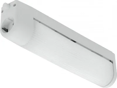 Zdjęcie produktu dla Dwukierunkowa lampa z lustrem z tworzywa sztucznego, z gniazdkiem i przyciskiem – biała, E14, 35 cm