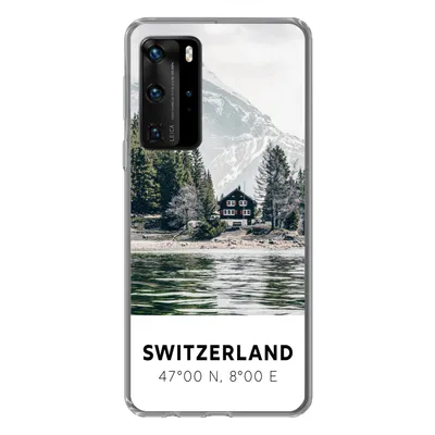 Produktbild von MuchoWow® Handyhülle Schutzhülle Hülle für Huawei P40 Pro Schweiz - Berg - Chalet Silikon Softcase Handy Hülle - Schutz