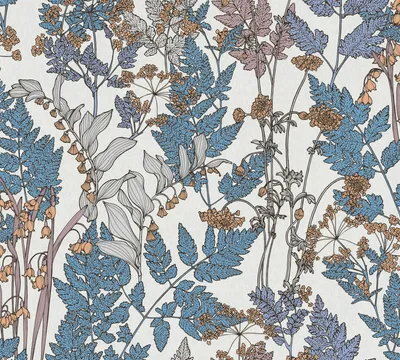 Zdjęcie produktu dla Architects Paper tapeta w kwiaty Floral Impression tapeta w kwiaty z włókniny niebieski kremowy beżowy żółty szary 10,05 m x 0,53 m