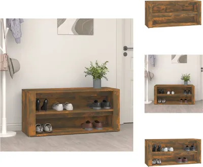 Produktbild von vidaXL Schuhregal Räuchereiche 100x35x45 cm Holzwerkstoff -  Schuhregale & -schränke