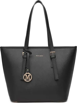 Produktbild von Damen Handtasche Shopper Groß Kunstleder Henkeltasche Schwarz