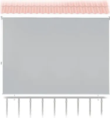 Produktbild von Relaxdays Senkrechtmarkise, 140 x 180 cm, Außenrollo für Balkon, Terrasse & Garten, wetterfest, Sonnenschutzrollo, grau