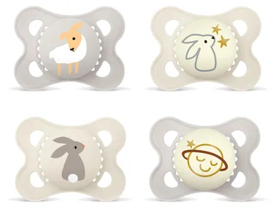 Produktbild von MAM Original Day & Night Matt Schnuller, 0-6 Monate, Schaf/Hase, 4 Stück – Größe 4 Pack