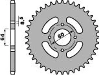 Zdjęcie produktu dla Zębatka tylna do motocykla PBR 838 45 F do Yamaha YBR 125 (2005–2009), Junak 125 428