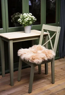 Produktbild von Lammfell Sitzkissen 40 x 40 cm Creme Beige -