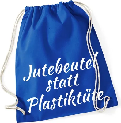 Produktbild von Huuraa Turnbeutel statt Plastiktüte 12 Liter Bright Royal Baumwolle Rucksack Geschenkidee