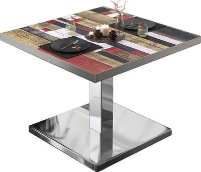 Produktbild von BM | Bistro Loungetisch | B:T:H 80 x 80 x 41 cm | Vintage Bunt / Edelstahl | Bistro Tisch Loungetisch