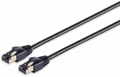 Produktbild von Helos Patchkabel F/FTP Cat 8.1 schwarz 0,25m -Twisted Pair, doppelt geschirmt, 4 x 2 x AWG 26