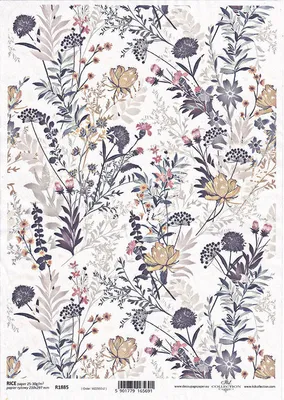 Produktbild von ITD Reispapier Decoupage Bastelpapier Softpapier Serviettentechnik, ITD-R1885 Blumen, Wiese