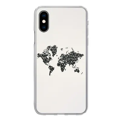 Produktbild von MuchoWow® Handyhülle Schutzhülle Hülle für iPhone X Weltkarte - Zahlen - Schwarz Silikon Softcase Handy Hülle - Handyhülle