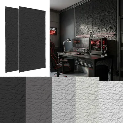Productafbeelding van YRHome hoogwaardige, dikke decorpanelen, 5 cm dik, 3 stuks in grafietzwart met een natuurlijke steenstructuur, model B, voor gebruik in huis