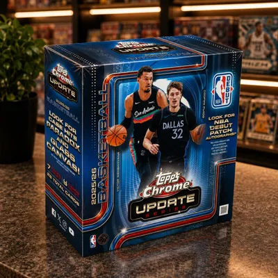 Produktbild von 2025-26 Topps Chrome NBA Update Series Mega Box Englisch, KI-generiertes Bild