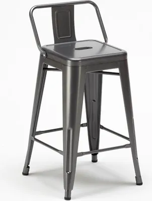 Produktbild von Barhocker im industrie stil aus metall mit rückenlehne Steel Top - Grau