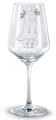 Produktbild von Mr. & Mrs. Panda glas für rotwein Axolotl Glücklich - Transparent - Geschenk, Schwanzlurch, Lebensfroh, graviertes Weinglas, Rotweinglas mit Gravur, gut Gelaunt, Lurche