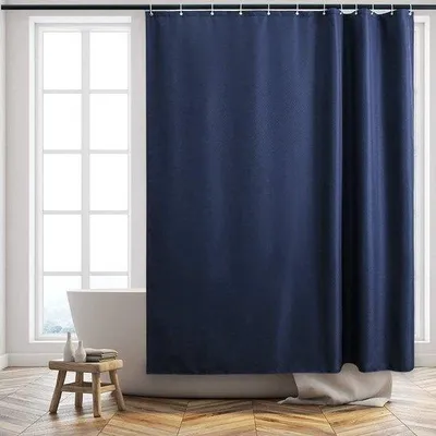Obrázek produktu pro tmavě modrý textilní sprchový závěs s vodoodpudivými a plísním odolnými vlastnostmi
