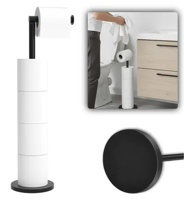 Image de Porte-rouleaux de papier toilette autoportant - Support pour rouleaux de papier toilette - Acier inoxydable - Pour 5 rouleaux - Sans perçage - Autoportant