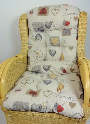 Produktbild von Polster / Kissen / Ersatzpolster für Rattan Ohrensessel / Rattansessel , Fb. Mirha Leinen Love
